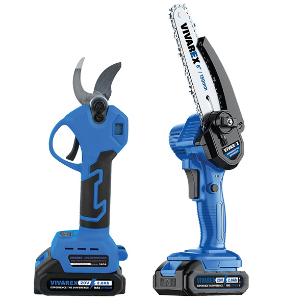 قیچی شارژی و ست باغبانی شارژی ویوارکس مدل VR3206-PR دو باتری ۲۰ ولت براشلس