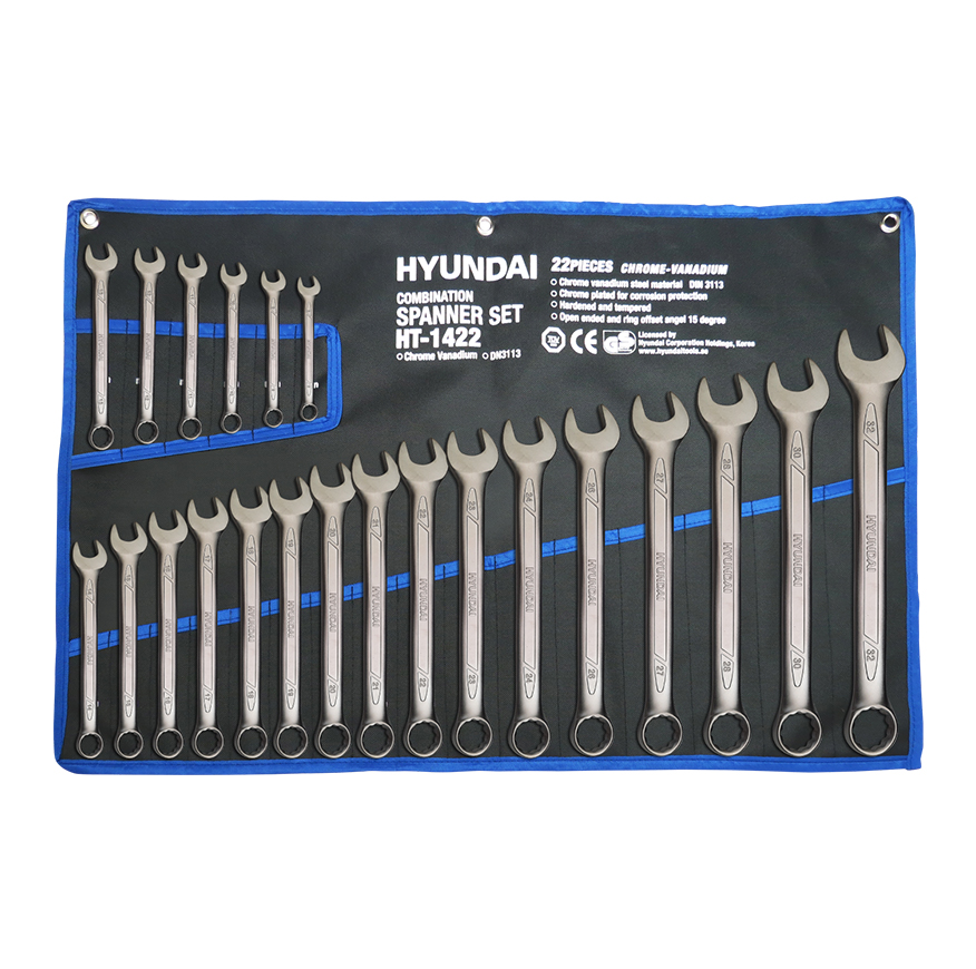 ست آچار یک سر رینک یک سر تخت هیوندای 22 عددی مدل HT-1422