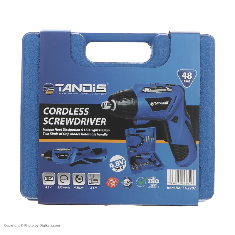 پیچ گوشتی شارژی4/8 ولت 48 پارچه لیتیوم تندیس مدل TT-2202  