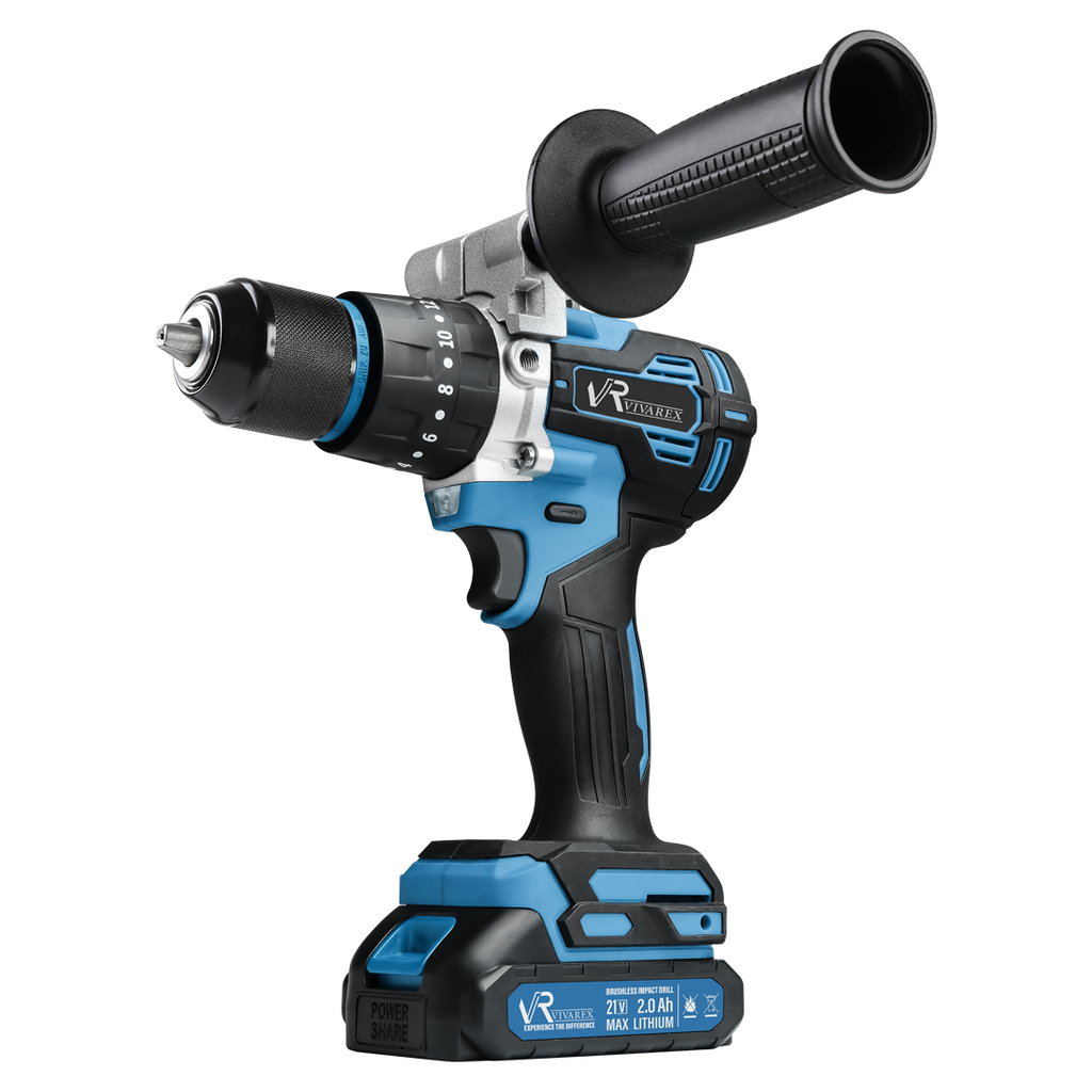 دریل شارژی چکشی ویوارکس 13 میلی مدل VR2102-BL براشلس ۲۱ ولت